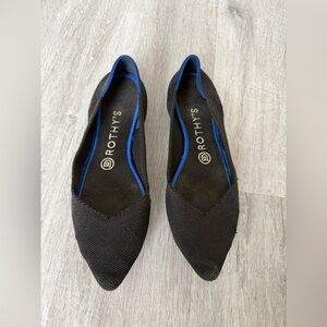 Rothy’s The Point in Black Solid Blue Halo Size 8, Office Casual Workwear